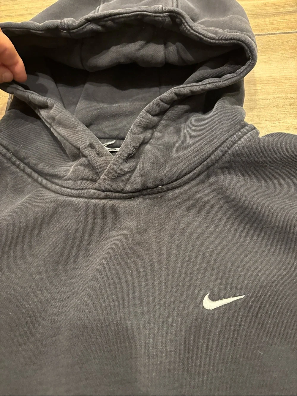 Vintage Y2K Nike Faded Black Heavyweight Hoodie Sweatshirt Size XL Boxy Fit